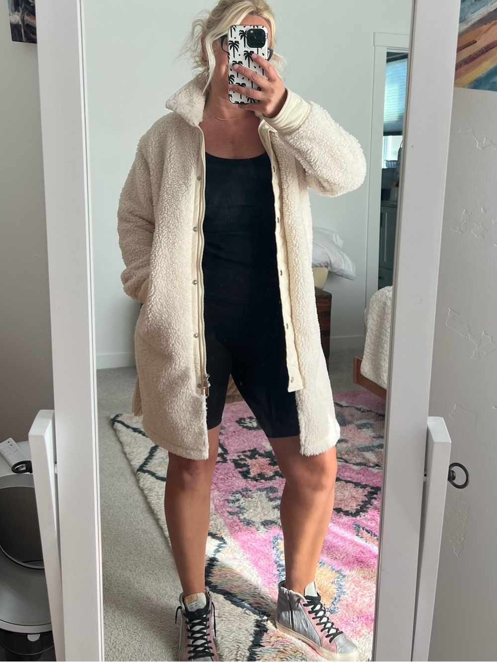 Athleta Cream Sherpa Long Teddy Coat